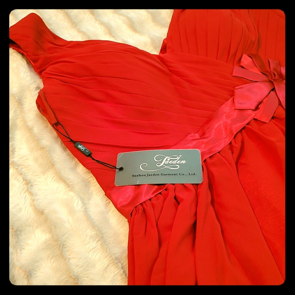 Red chiffon dress